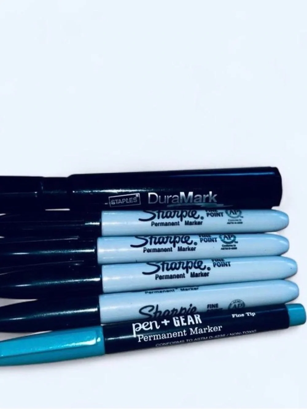 Staples DuraMark & Sharpie Black Permanent Markers - Assorted Black and Teal